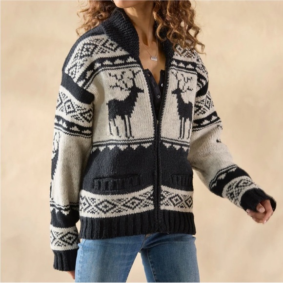 NWT LOST HORIZONS Handmade Wool Knitwear, Fleece Lined, Zip front Cardigan, S - Picture 2 of 12